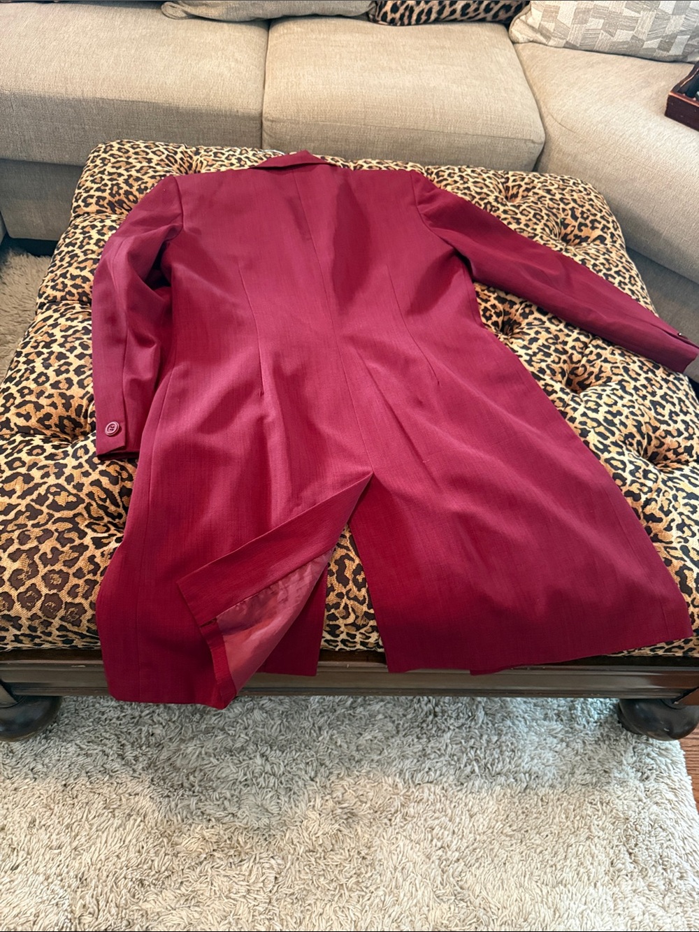 Women's Burgundy Long Coat Jacket